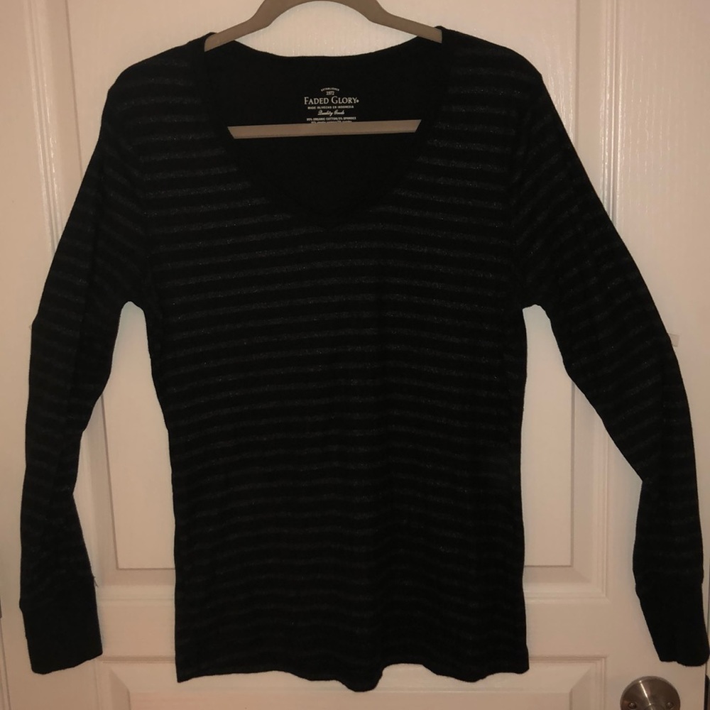 Black and silver striped T-shirt